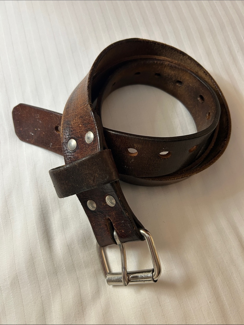 Hand Made Classic Men's Distressed Brown Leather Belt